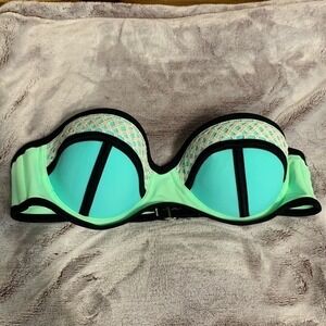 SO Crochet‎ Colorblock Strapless Push-up Underwire Bikini SwimTop Green - Size M